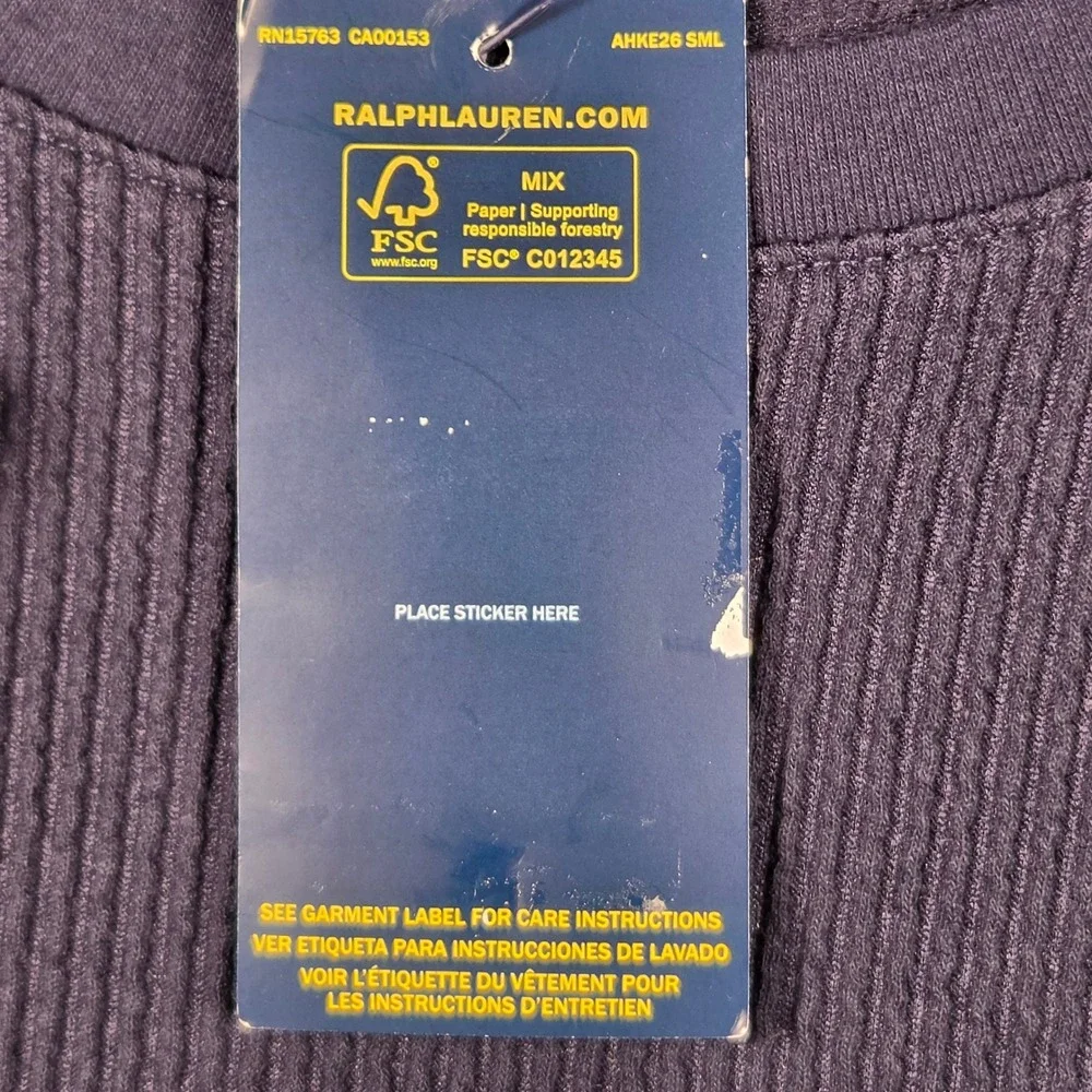 Polo Ralph Lauren Shirt Mens XL Navy Blue Ribbed Sleepwear Crewneck T-Shirt NEW